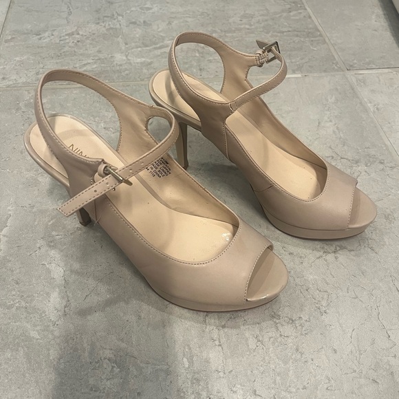 Nine West Shoes - Nine West Nude Peep-Toe Heels